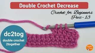 How to Double Crochet Decrease  Double Crochet 2Together dc2tog  BEGINNERS Series  Lesson 13 [upl. by Wilinski]