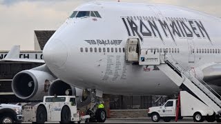 Ed Force One  Iron Maiden B747400 Arrival at Toronto Pearson w CLOSEUP Parking Footage [upl. by Mae118]