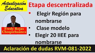 Etapa descentralizada concurso ingreso a la carrera pública magisterial aclaraciones sobre el Proc [upl. by Mace]