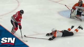 Blackhawks Colin Blackwell Makes Beauty ToeDrag Around Jamie Drysdale And Finishes Top Shelf [upl. by Divadleahcim]