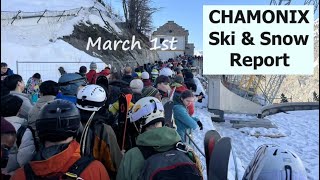 CHAMONIX Ski and Snow Report week 14  Queues Queues QUEUES [upl. by Zetnauq]