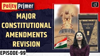 Major Constitutional Amendments  Polity Primer  Drishti IAS English [upl. by Gnort]