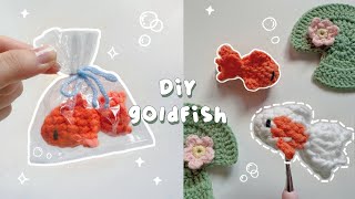 ♡ Crochet NoSew Goldfish Tutorial  Fish in a Bag Keychain ♡ [upl. by Sileas]