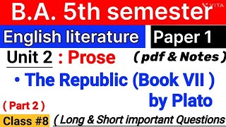 The Republic by Plato  book 7  Summary  english literature ba 5th semester  unit 2  paper1 [upl. by Reynold567]