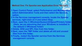 Spoolsvexe Application Error Fix [upl. by Herv]