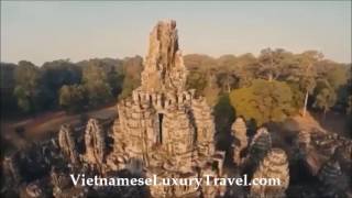 Angkor Wat Temples Cambodia drone aerial video  VietnameseLuxuryTravelcom [upl. by Nikral]