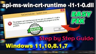 apimswincrtruntime l110dll is missing windows 1110 817  Solution [upl. by Moffit499]