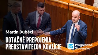 Martin Dubéci o dotačných prepojeniach predstaviteľov vládnej koalície [upl. by Burch]