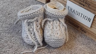 Tuto tricot chaussons grain de café [upl. by Aoht]