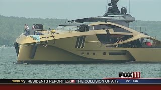 New yacht launched in Sturgeon Bay [upl. by Nnyloj]