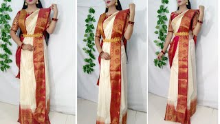 Try this Bengali Draping Style to look more BeautifulSaree Wearing New StyleHow to wear saree [upl. by Pip]