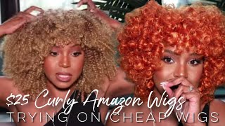 TRYING 25 AMAZON CURLY WIGS IM SHOCKED WINE N WIGS DAY ALWAYSAMEERA [upl. by Bethanne]