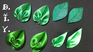 DIY Satin Ribbon Leaves  Tutorial  MyInDulzens [upl. by Brocklin]