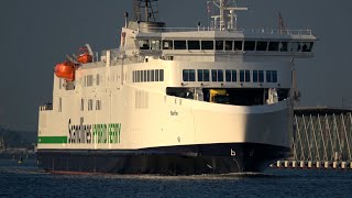 4K  New Scandlines Hybrid Ferry BERLIN leaves Rostock Port [upl. by Pelligrini96]