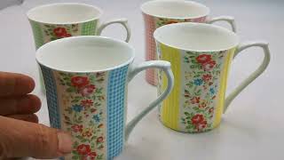 Cath Kidston by queens Kitchen set of 4 Mugs [upl. by Streetman]