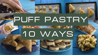 10 Different Ways of Folding Puff Pastry  Recipe ideas [upl. by Brucie399]