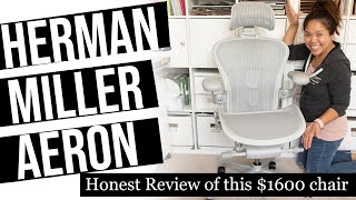 HERMAN MILLER AERON CHAIR REAL REVIEW Mineral Satin amp Unboxing Classic vs Remastered Work from Home [upl. by Nadabus]