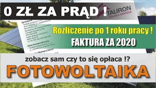 FOTOWOLTAIKA pierwszy rok pracy rozliczenie i faktura za 2020 opłacalność [upl. by Enitsrik]