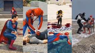 SUPERHERO MEGA BATTLE 12 MARVEL SUPERHERO BATTLE SPIDERMAN VS SUPERMAN VS VENOM VS IRONMAN [upl. by Farr66]