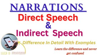 NARRATIONS 🔥 Direct Speech and Indirect Speech With Examples  Difference In Detail 💥 [upl. by Anaihs]