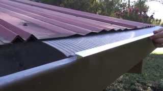 EasyOn Gutterguard Installing on corrugated metal roof [upl. by Oelgnaed]