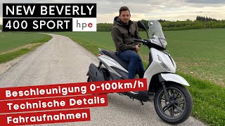 2021 Piaggio Beverly 400 Sport hpe  Beschleunigung 0100 und technische Details [upl. by Amles40]