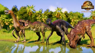 2 Tarbosaurus vs 2 Therizinosurus epic fight for dominance Jurassic World Evolution 2 [upl. by Fernanda]