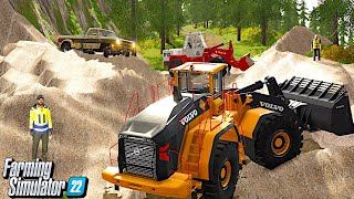 Land Slide Blocks Road as we Move Equipment to our New Gold Mine  Farming Simulator 22 [upl. by Etnaihc]