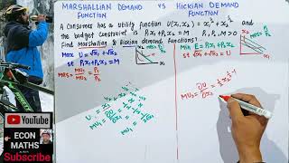 marshallian demand Function and Hicksian demand function ordinary demand and compensated demand [upl. by Ilah]