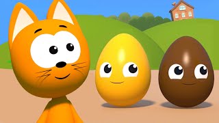 Learn colors with Balloons and Surprise Eggs  Meowmeow Kitty fun games for kids [upl. by Sirkin]