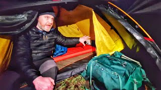 Wet and Windy Camping  Loch Lomond  Nightcat Backpacking Tent [upl. by Manbahs]