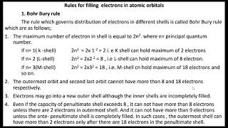 Part 10 Atomic StructureClass11 Rule of Bohr Bury  A very short video class11 study [upl. by Wini720]