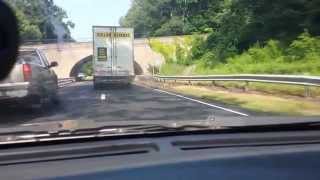 Tractor Trailer Merritt Parkway Connecticut Low Bridge [upl. by Harbard]