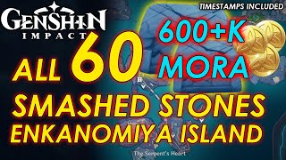 All 60 Smashed Stones Locations in Detail Enkanomiya Island Full Guide 100  Genshin Impact [upl. by Itsyrc]