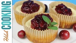 How to Make Mini Cheesecakes with Cranberry Sauce  Hilah Cooking [upl. by Uzziel537]