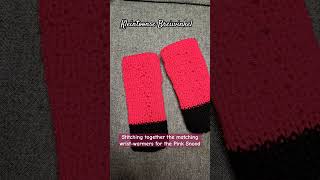 Stitching together the matching wristwarmers for the Pink Snood made on the Sentro 48 [upl. by Grey]