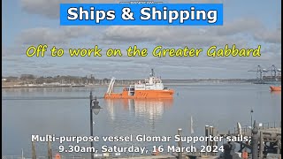 Off to Work on the Greater Gabbard Glomar Supporter sails from Harwich International 16 March 2024 [upl. by Anileva619]