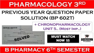 Chronopharmacology  Solutions of Pharmacology 3 previous question papers  Carewell Pharma [upl. by Jon618]