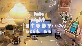 1 HOUR real time late night study with me calm piano🌙1 notetaking soft rain pencil write asmr [upl. by Purdy]