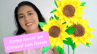 Como hacer un girasol eterno con liston [upl. by Benny822]