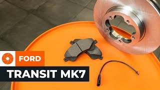 How to change front brake disc and pads set on FORD TRANSIT MK7 TUTORIAL AUTODOC [upl. by Gamal178]