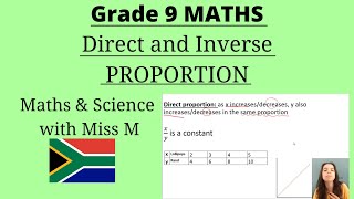 Grade 9 Maths Proportion grade 9 direct and inverse proportion part 1 [upl. by Tibbitts]