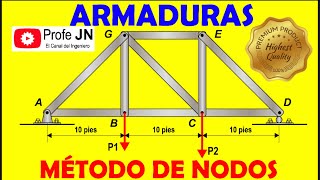 Estática Armaduras método de nodos [upl. by Nedlog]