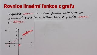 Rovnice lineární funkce z grafu [upl. by Torrie]