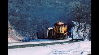 Chessie locomotives grind up Sand Patch grade at Manilla in the snow1311990 [upl. by Feodor]