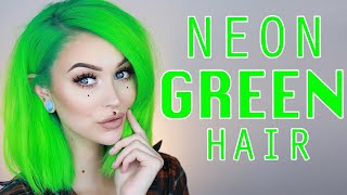 Dyeing my Hair Neon Green At Home  Evelina Forsell [upl. by Aihsiek]