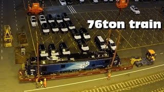 Putting a 76TON Locomotive on the tracks with 2 Liebherr LHM 550 cranes Port of Antwerp GoPro [upl. by Esorbma851]