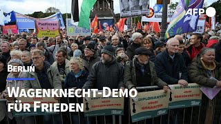 Tausende bei WagenknechtDemo für Frieden in Berlin  AFP [upl. by Ecneitap]