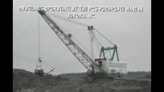 Draglines digging up fossil layers at PCS phosphate mine in Aurora NC [upl. by Ahsitram]