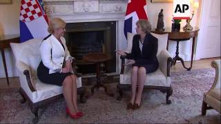 May meets Croatia president at Downing Street [upl. by Sherlock269]